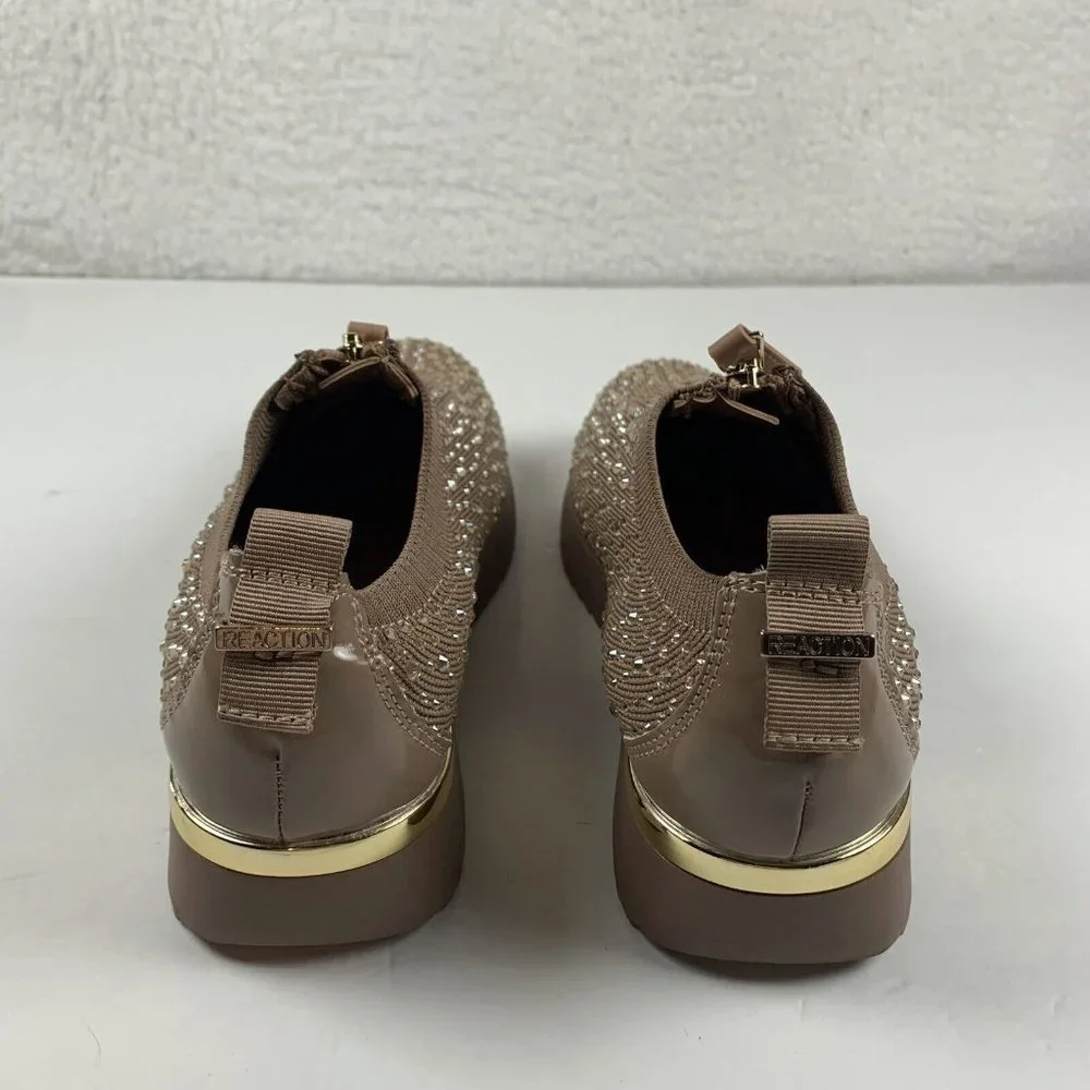 Kenneth Cole Reaction Cameron Zip Jewel Jogger Sneakers Women's Sz 6 Cashew 7888